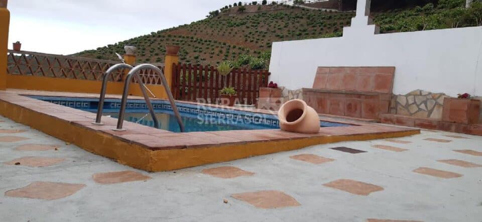 Piscina y exteriores de Casa rural en Almáchar (Málaga)-0937