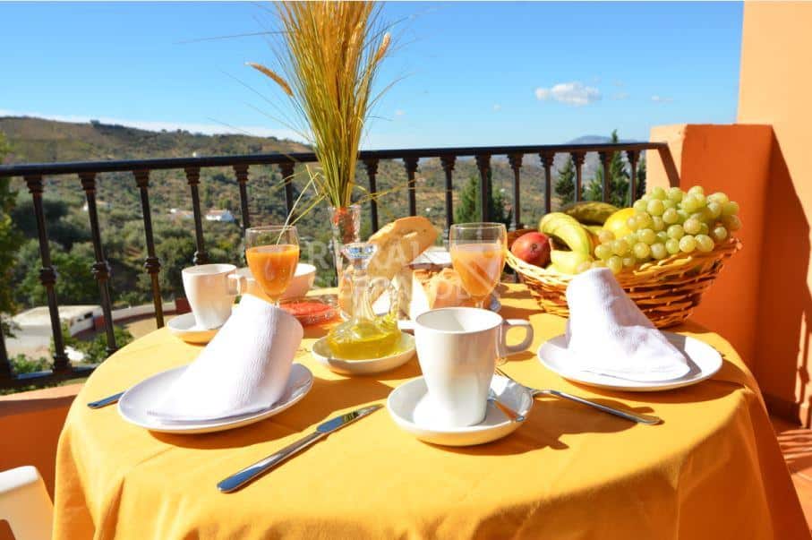 Terraza y mesa con aperitivos de Casa rural en Alcaucín (Málaga)-3674