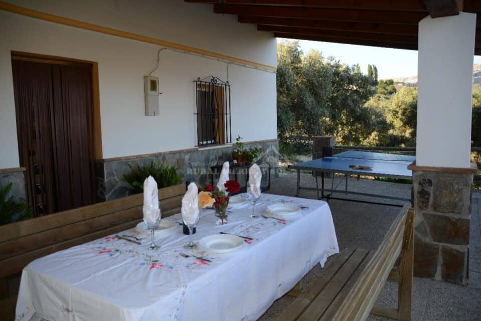 Porche con mesa de exterior y mesa de ping pong de Casa rural en Antequera (Málaga)-3326