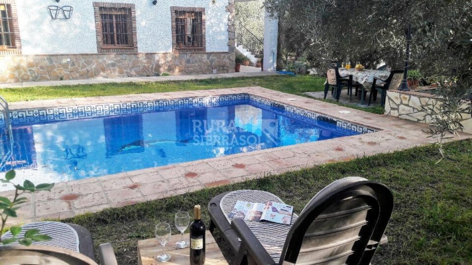 Piscina y hamacas de Casa rural en Periana (Málaga)-3339
