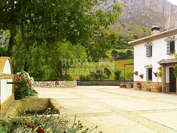 Terraza y fuente de Casa rural en Alfarnate (Málaga)-3508