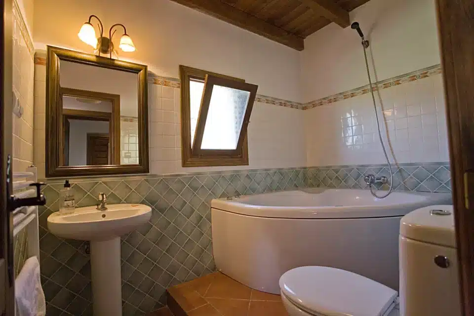 Baño con bañera hidromasaje de Casa rural en El Chorro (Álora, Málaga)-3442