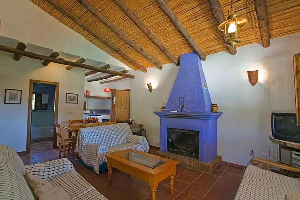 Salón con chimenea de Casa rural en El Chorro - Álora (Málaga)-3368