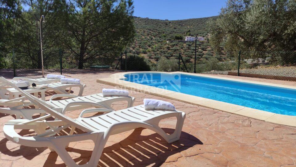 Vistas de la piscina de casa rural en Comenar (Málaga) referencia 4101