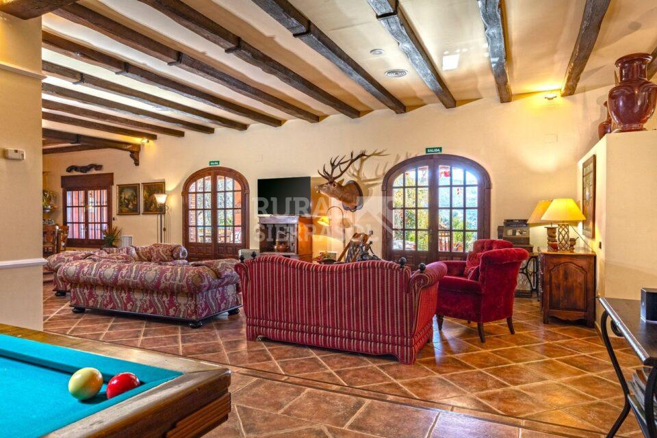Salón y mesa de billas de casa rural en Alcaucín (Málaga) referencia 4105