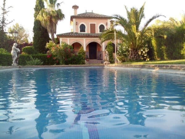 Piscina y fachada de Casa rural en Arriate (Málaga)-4139